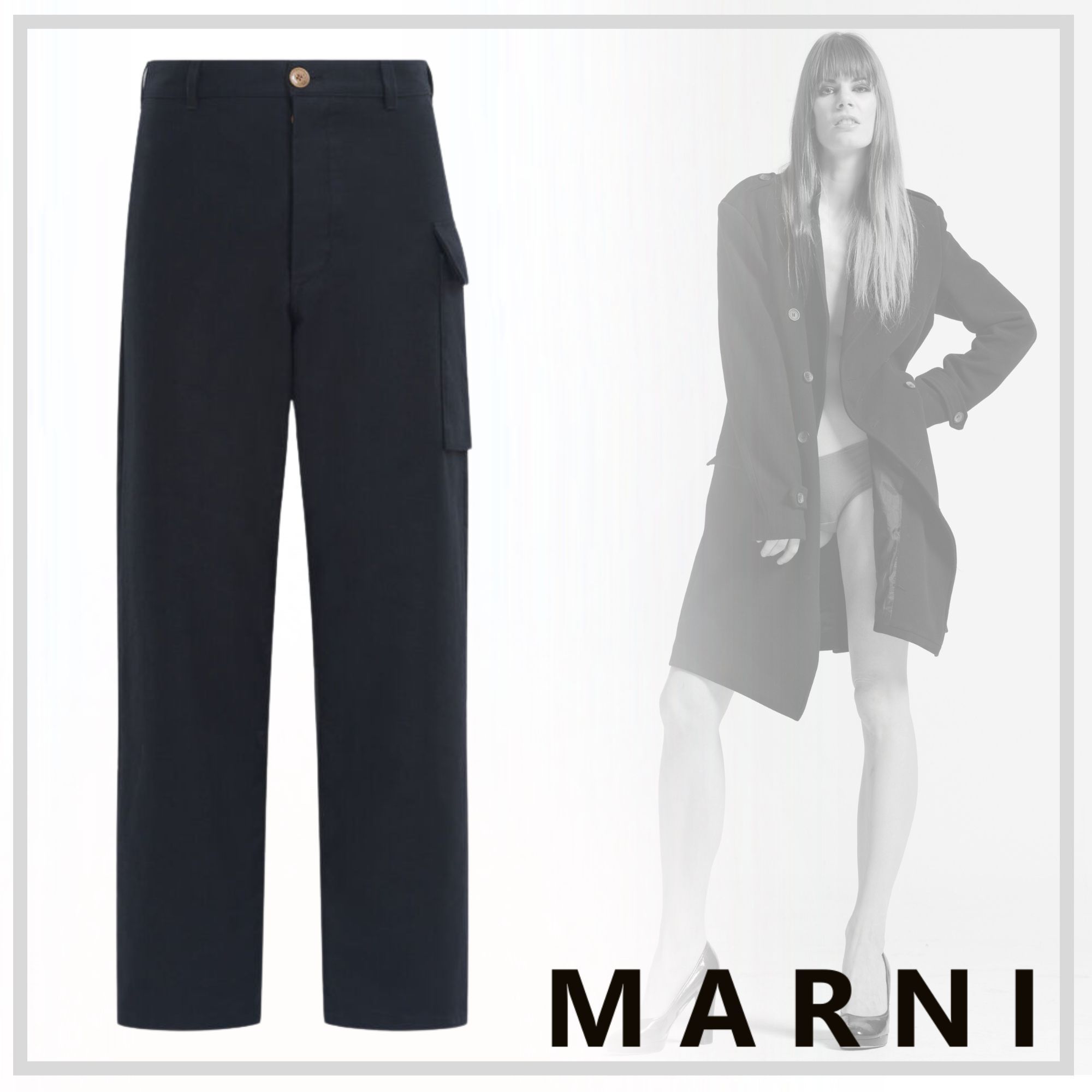洗練された【MARNI】ギャバジンパンツ カーゴポケット 24AW新作