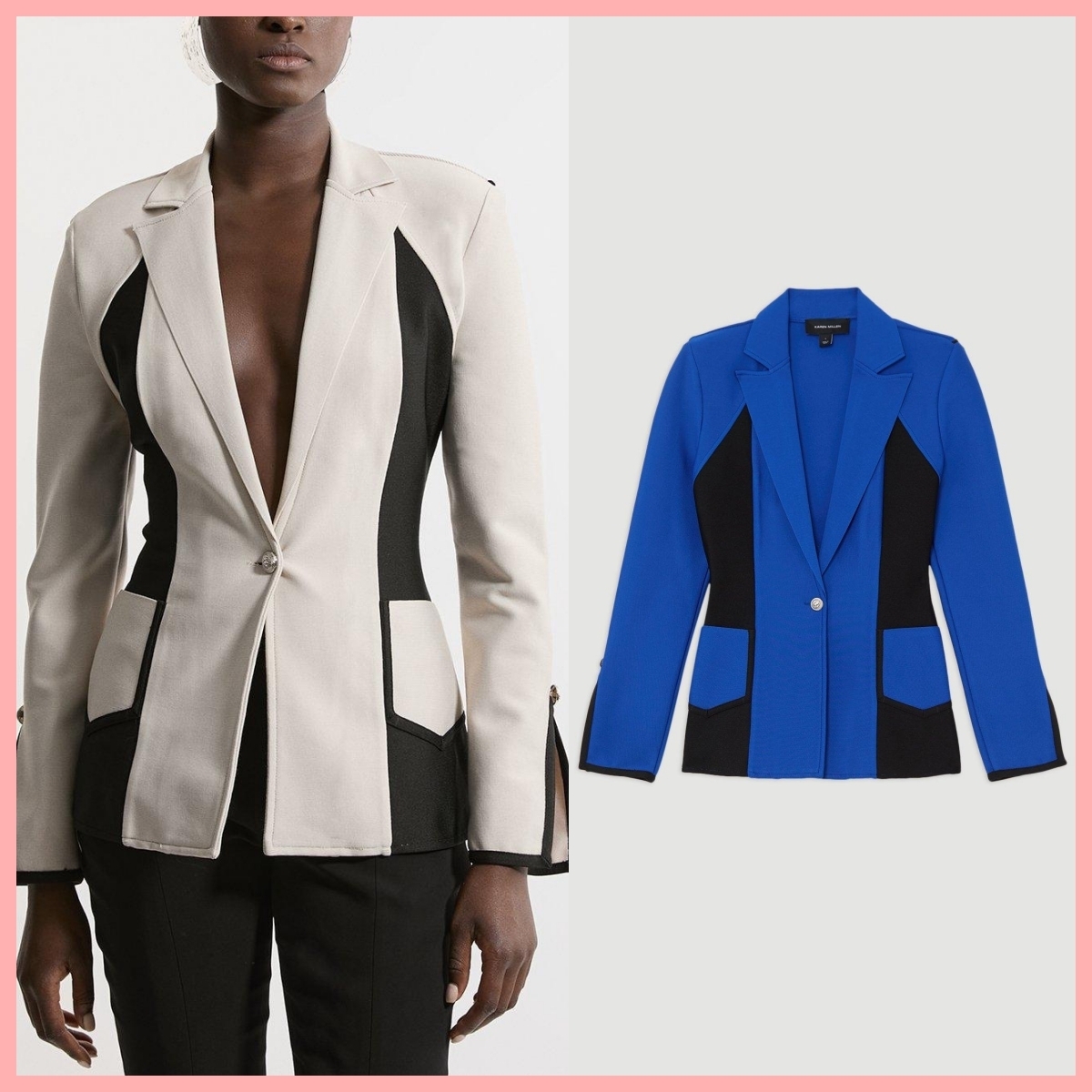 日本未入荷★Karen Millen 襟付きコントラストニットジャケット