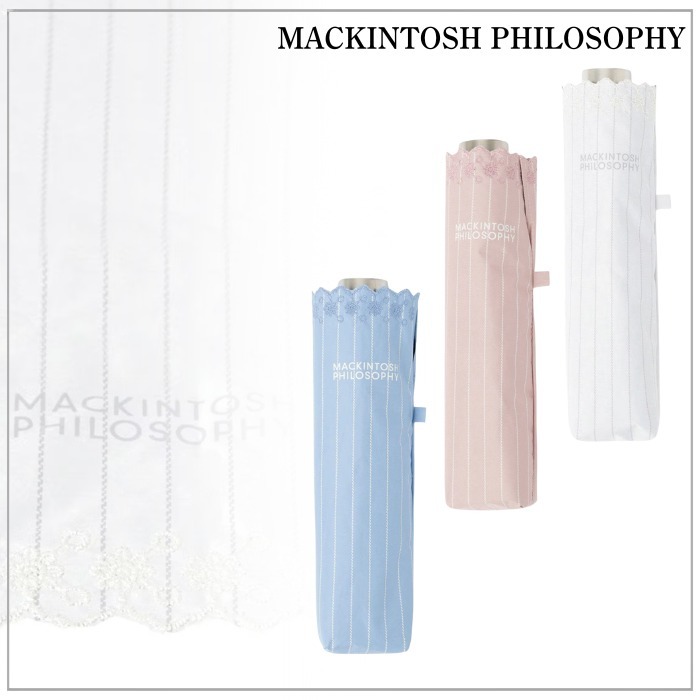 【晴雨兼用】MACKINTOSH PHILOSOPHY 折りたたみ傘 ストライプ