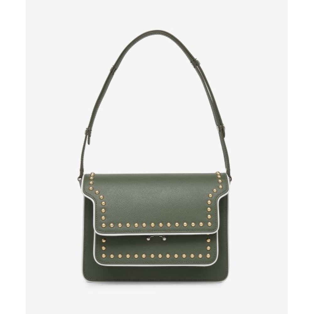 ショルダーバッグ・ポシェット MARNI Medium Calfskin Trunk Shoulder Bag Gazebo Limestone SB