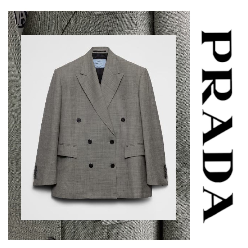 注目の新作♪【PRADA】ダブルブレスト グリザイユ ジャケット