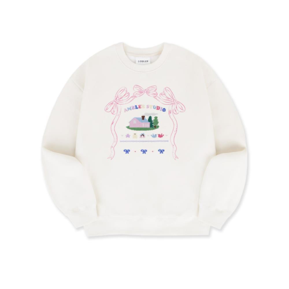 Tシャツ・カットソー +AMBLER+ Ribbon House Sweatshirt Ivory AMM1217