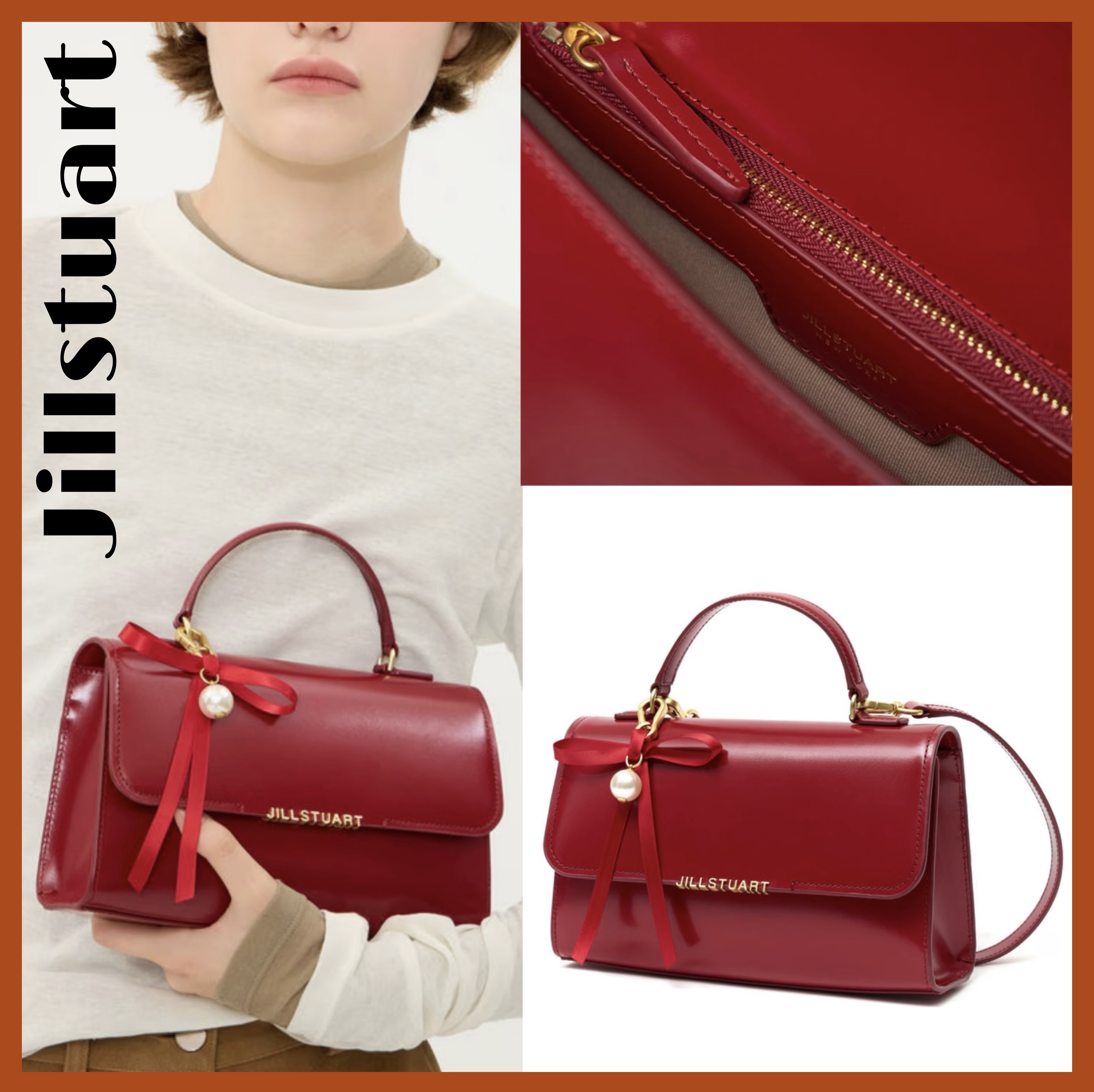 ☆JILLSTUART☆ リボン パール チャーム フラップ トートバッグ
