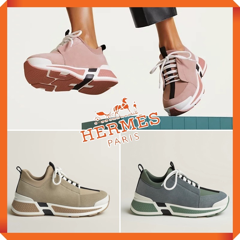 24-25AW★HERMES☆Just スエードレザースニーカー 楽チンラバー