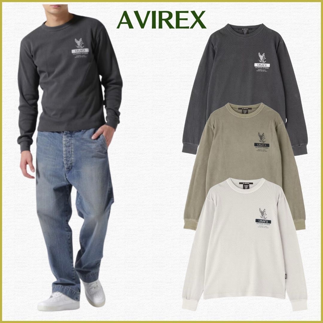 国内発送【AVIREX】FADE WASH HONEYCOMB WAFFLE T-SHIRT