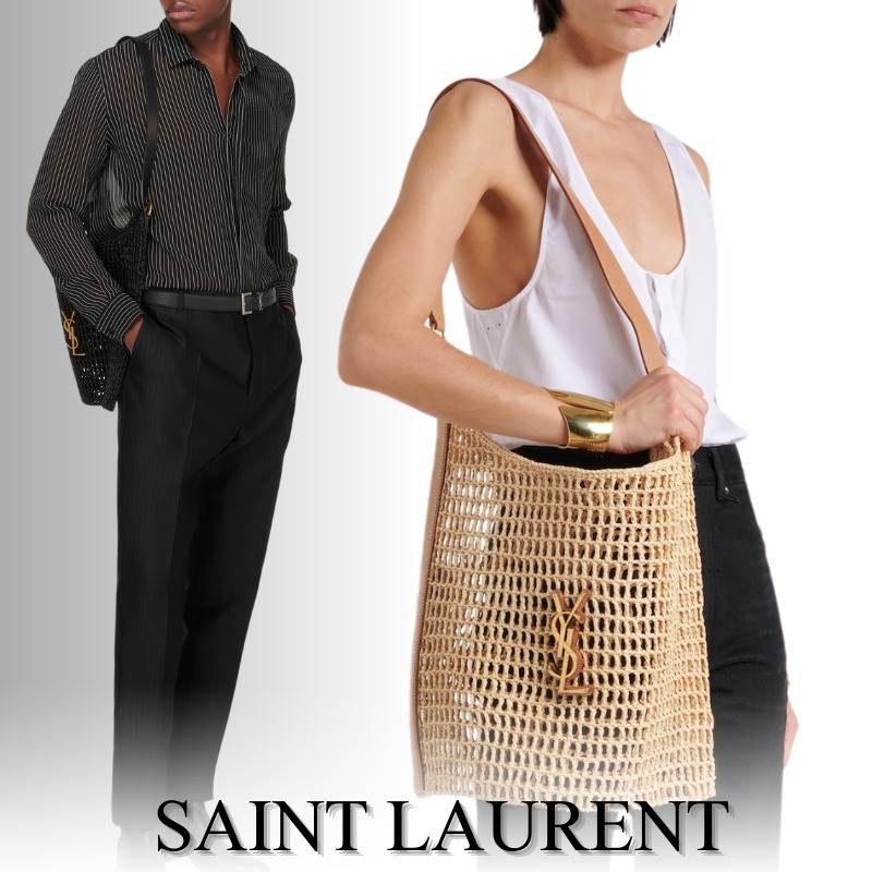 SAINT LAURENT かごバッグ Oxalis ラフィアショルダーバッグ