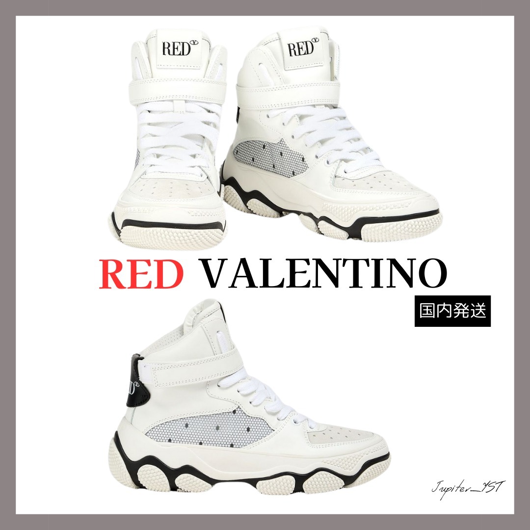 RED VALENTINO◇レザー ハイカットスニーカー メッシュ&スエード