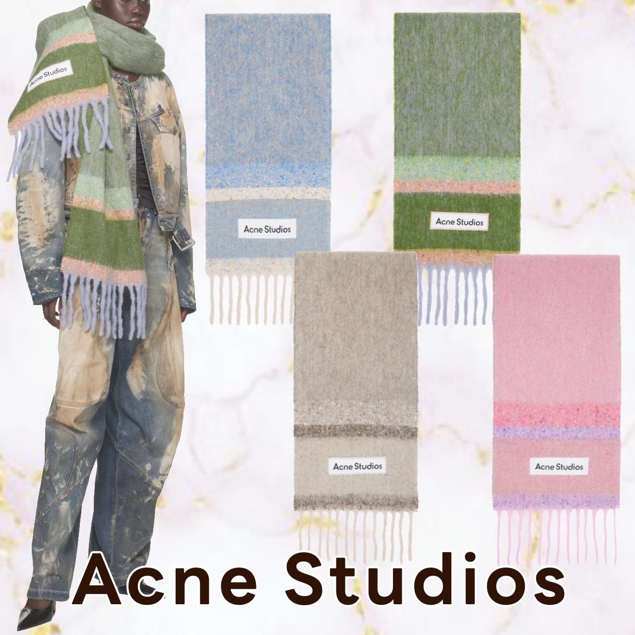 プレゼントにも♪【Acne Studios】ロゴフリンジスカーフ