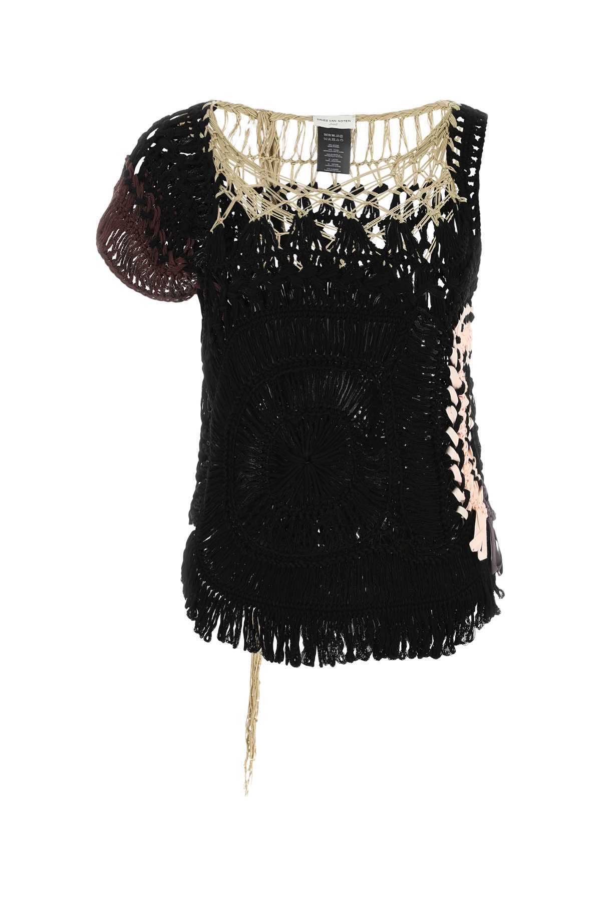 【送料&関税込】Dries Van Noten Black Crochet Top