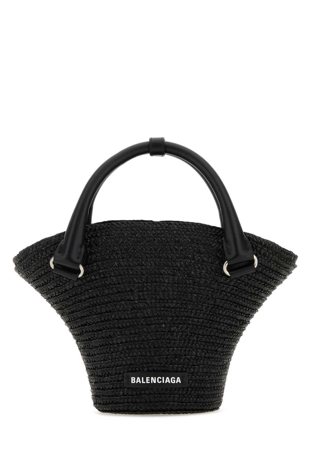 【送料&関税込】Balenciaga Black Straw Mini Beach Handbag