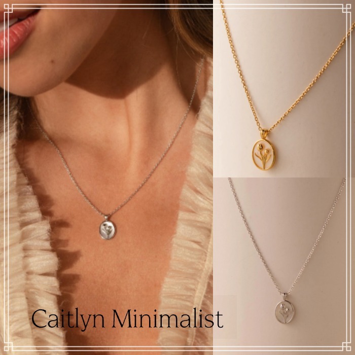 【CaitlynMinimalist】パールチューリップデザインネックレス2色