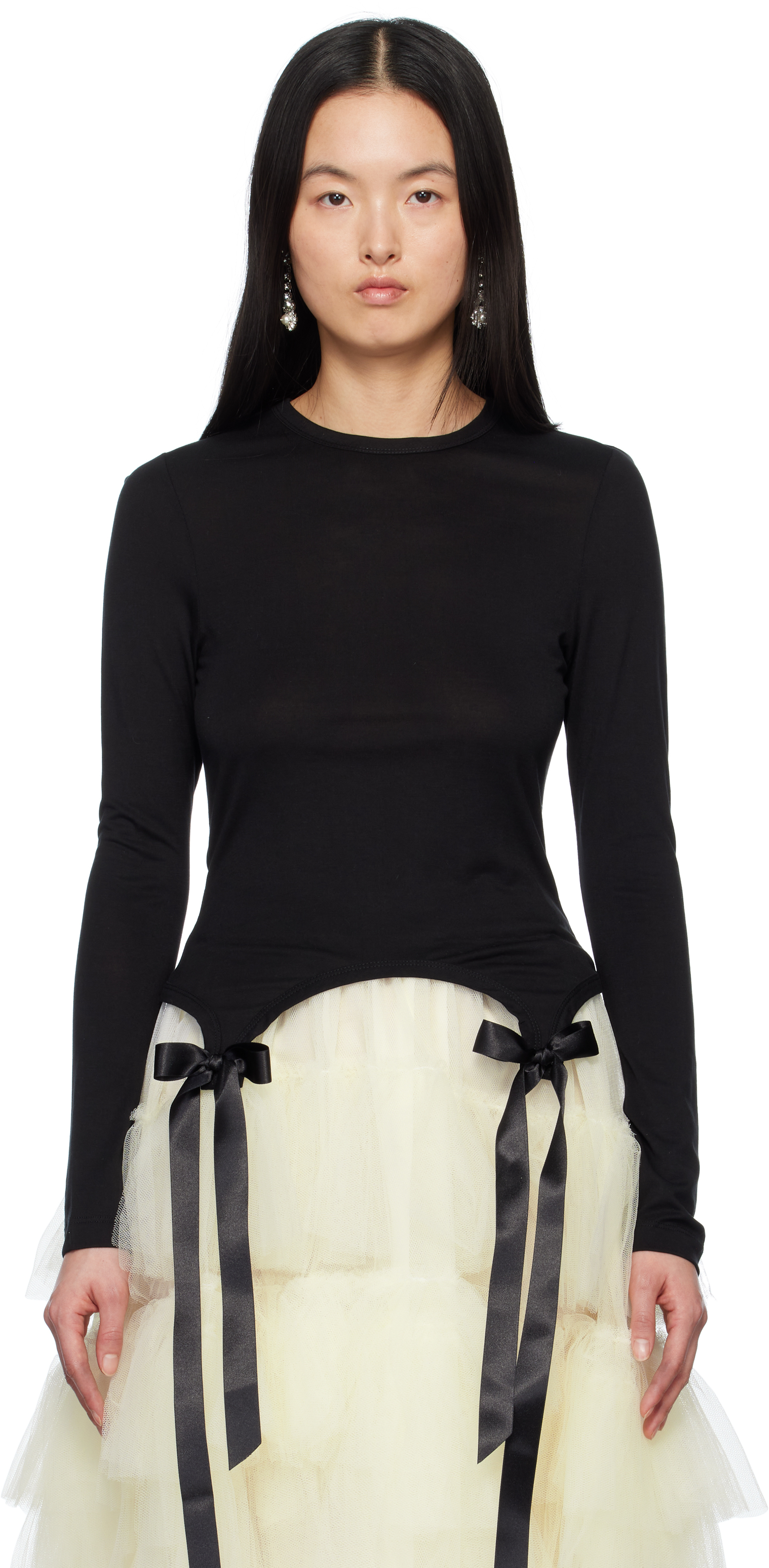 【関税込み】Simone Rocha ブラック Bow Tail Easy Tシャツ