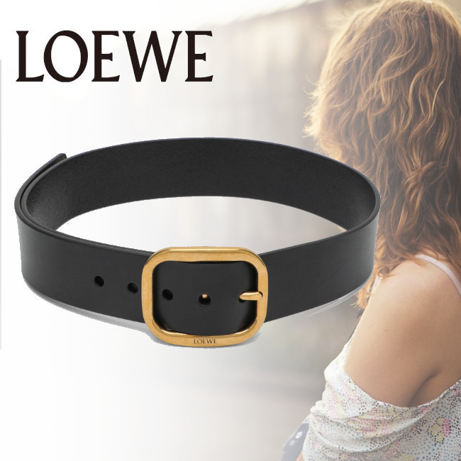 正規店買付【LOEWE】ブラック レザー ベルト