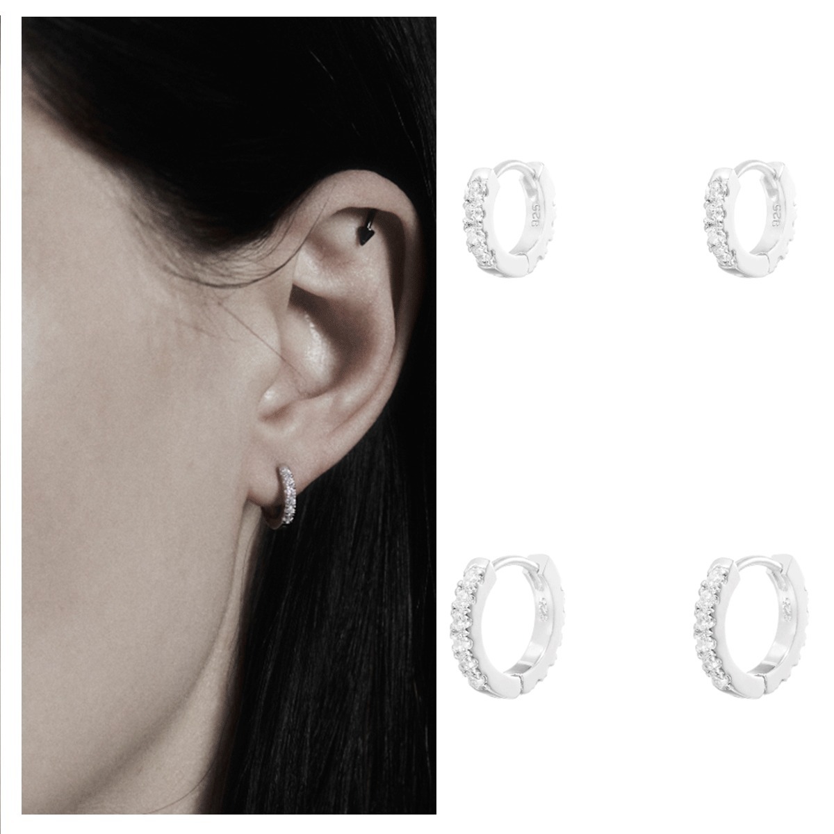 ピアス Numbering Pave Mini Hoops #3313 5BNY067