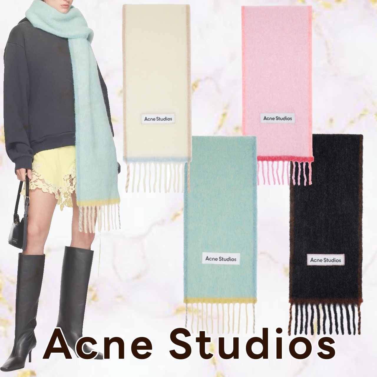 シンプル♪【Acne Studios】ウールモヘアスカーフ - ナロー