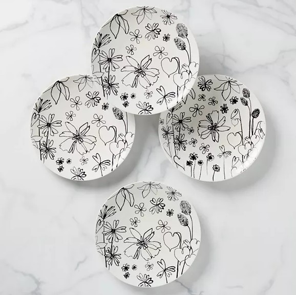[kate spade NY] 花のデザイン アクセント プレート 4枚セット