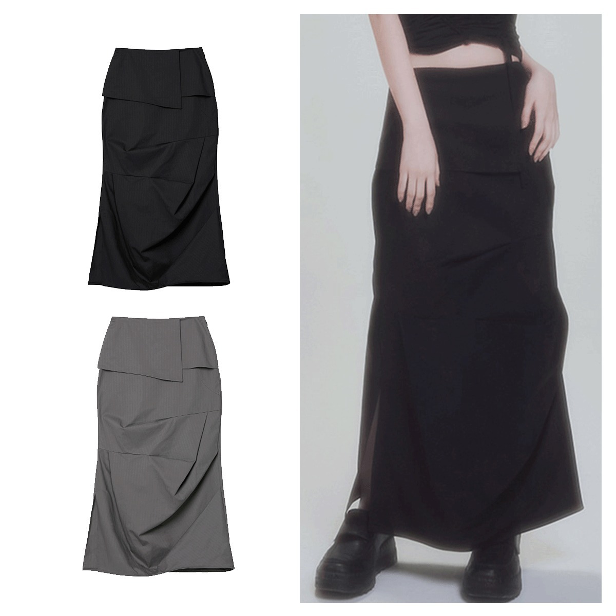 スカート FLARE UP Drape Layered Maxi Skirt 5BMM040