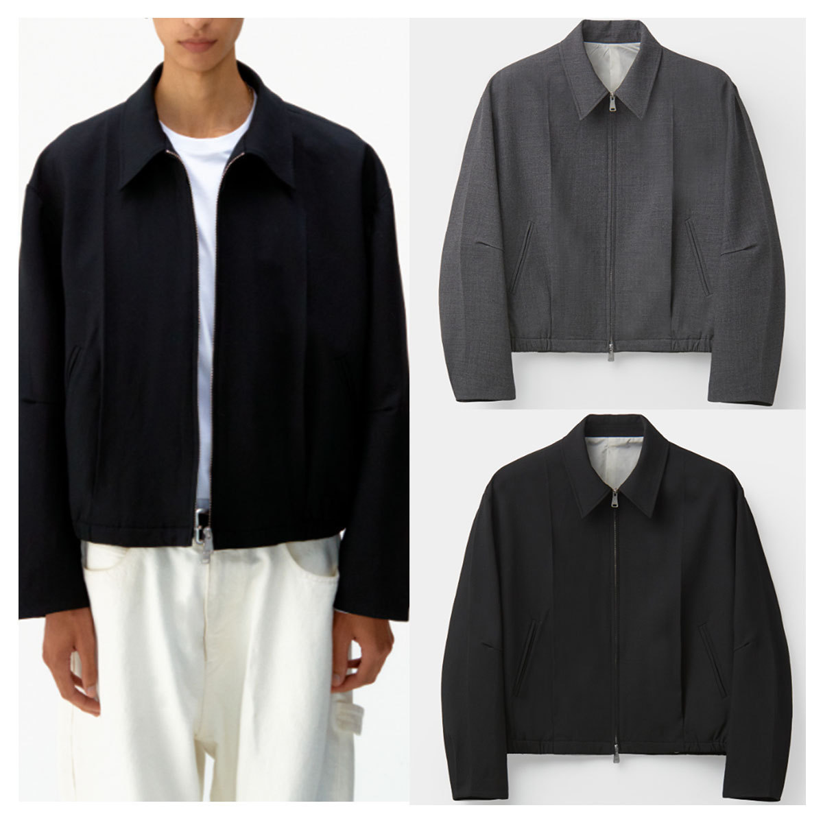 ジャケットその他 COOR Wool Blend Pleated Blue Jacket Jumper 5FT0081