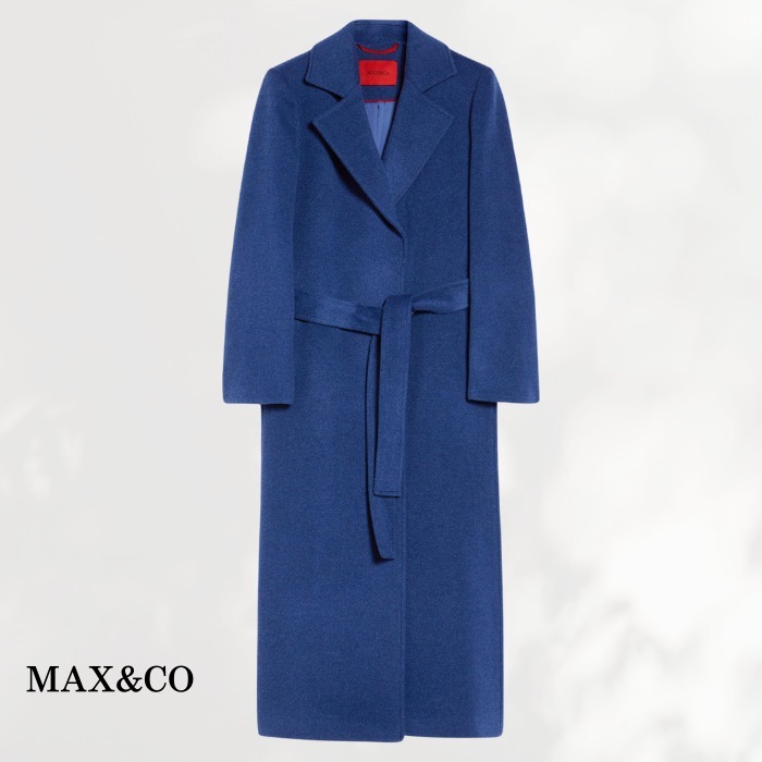 洗練された大人【Max&Co.】ロングコート ウール ブルー