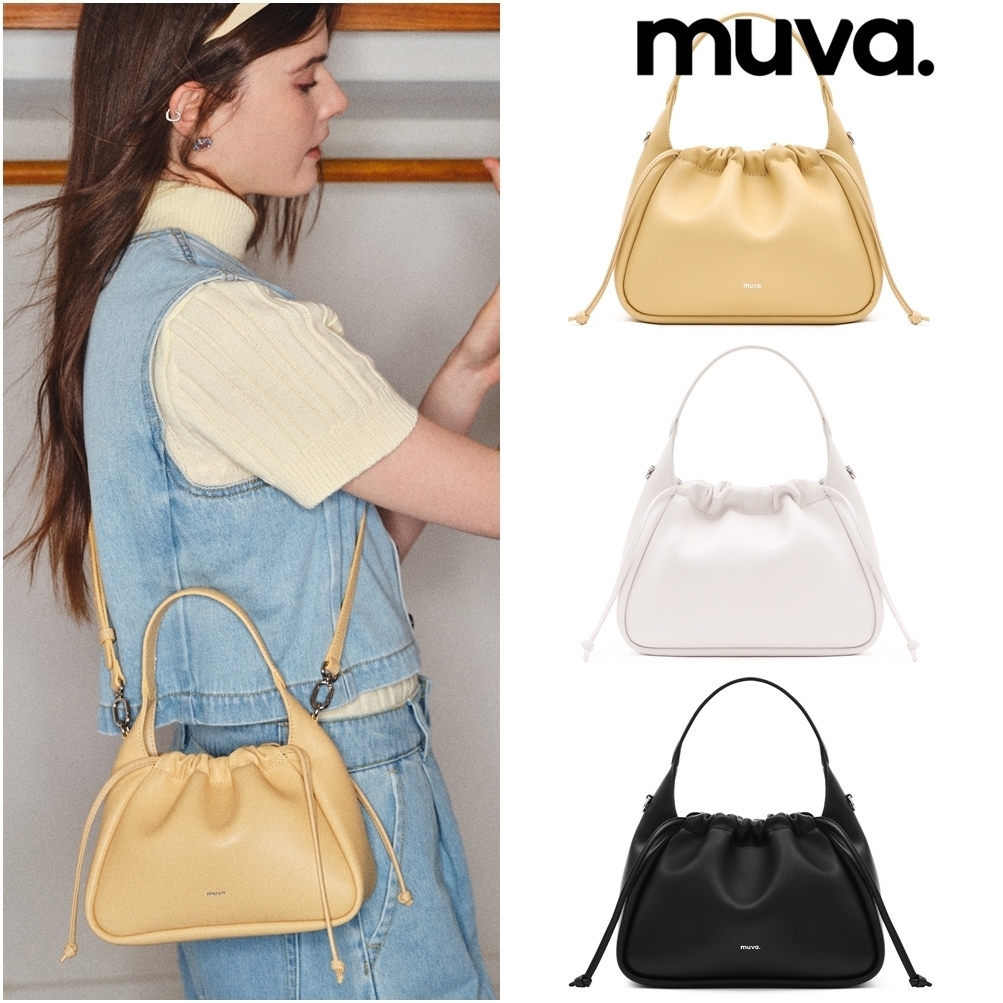 muva■ムーバ 3色 プリーツ ミニハンドバッグ 牛革 CL0305