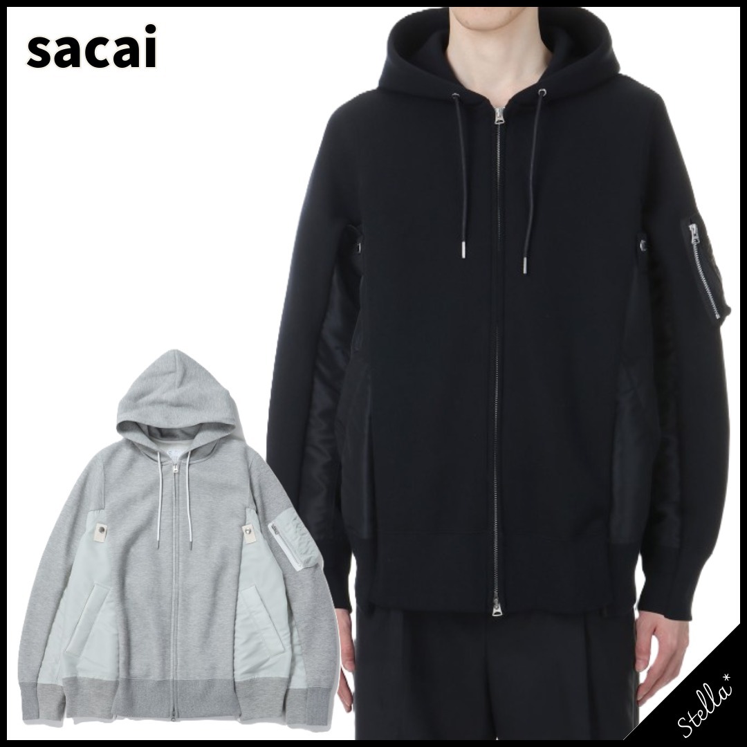 ■sacai■大人気 スポンジスウェット×ナイロンツイルパーカー