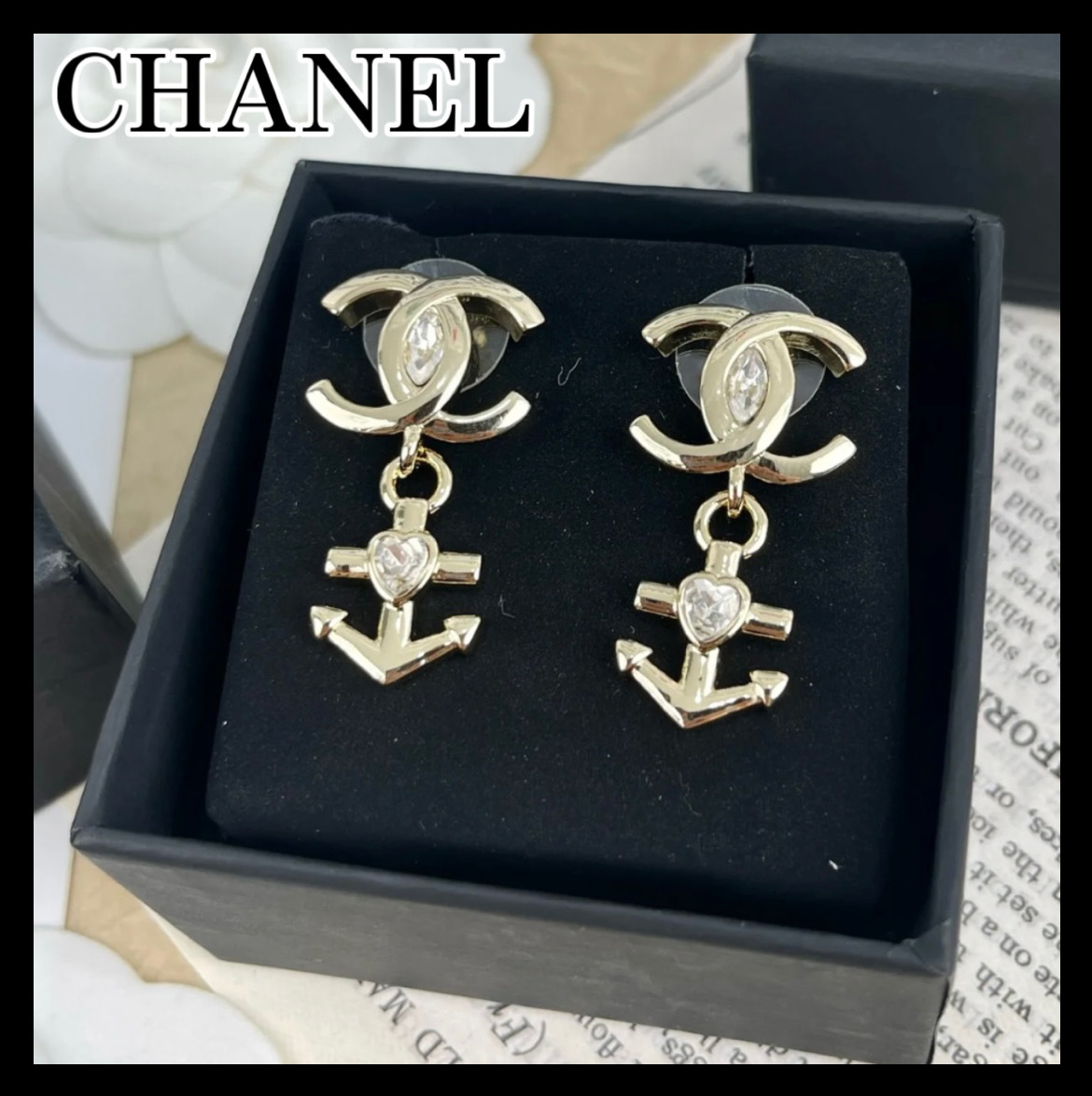 《大きめCCマークと揺れるマリン♪》25C限定★CHANEL ピアス