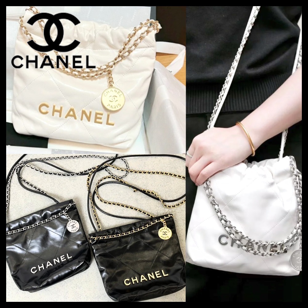 【サイズ感バッチリ】CHANEL 22 ミニハンドバッグ カーフスキン