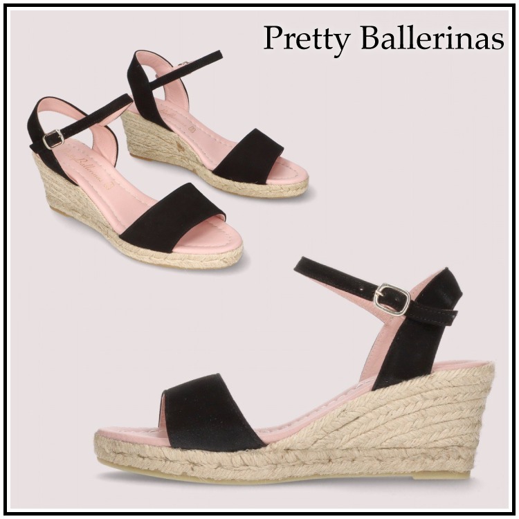 Pretty Ballerinas♪スエード製オープントゥエスパドリーユblack