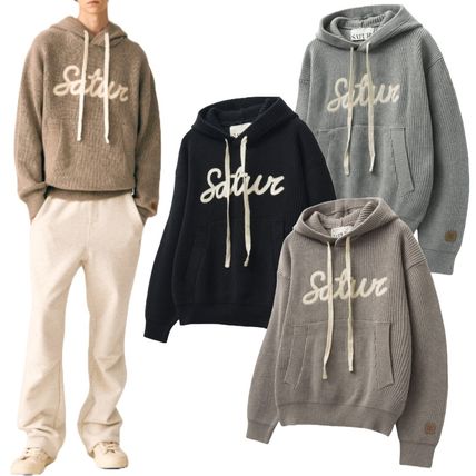 [人気] SATUR★Applique Logo Cashmere Blend Hood Knit★ニット SATUR Applique Logo Cashmere Blend Hood Knit ニット
