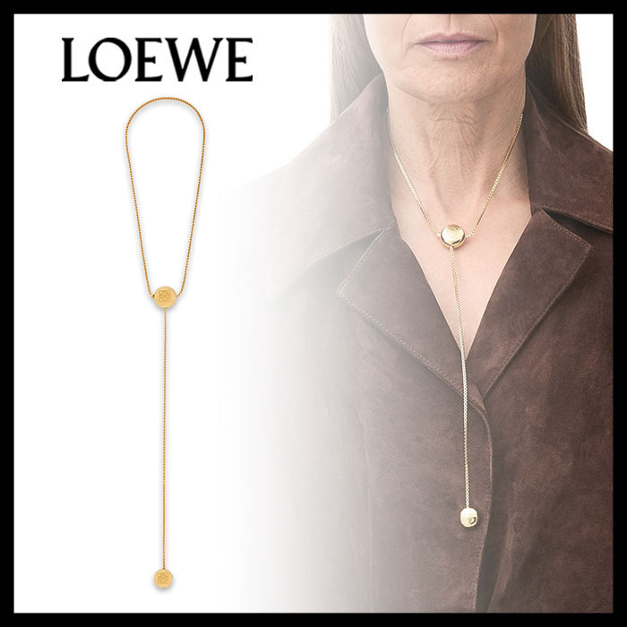 人気【LOEWE】ゴールドカラーのスターリングシルバーネックレス ロエベ◇LOEWE 人気 アナグラムネックレス シルバー/ゴールド