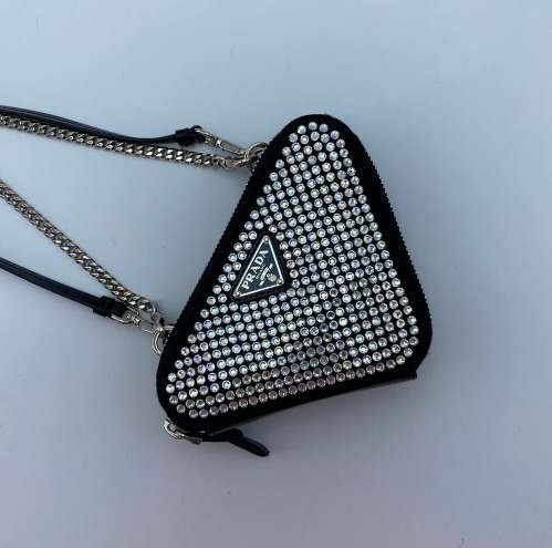 中古★PRADA☆クリスタルスタッズ トライアングルバッグ