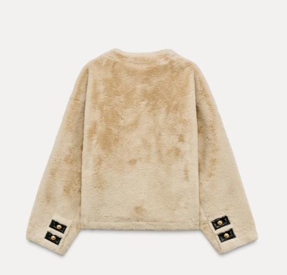 スペイン発送 ZARA ファーエフェクトジャケット ブラウン 限定！ スペイン発送 ZARA ZW コレクション ファーエフェクトジャケット