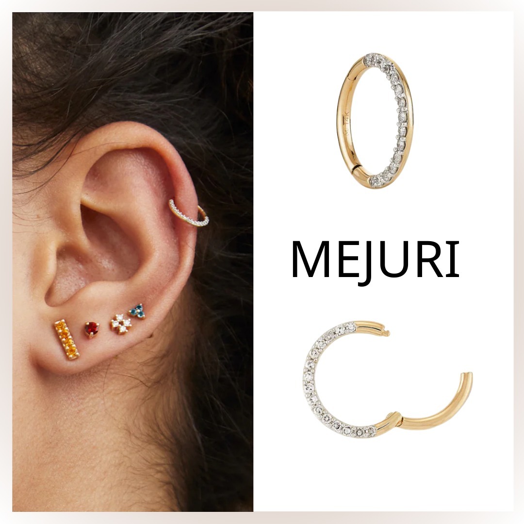 【MEJURI】シングル軟骨ピアス パヴェダイヤモンド ミニ フープ
