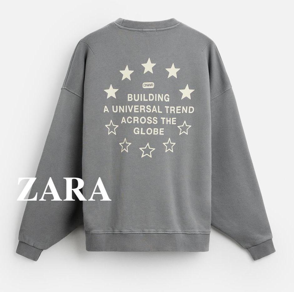 ★ドイツ発*ZARA*新作*STAR SLOGAN プリントスウェット/FADED★