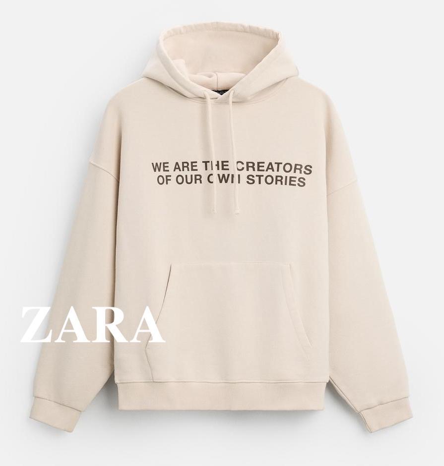 ★ドイツ発*ZARA*新作*SLOGAN プリントフーディ/CAMEL★