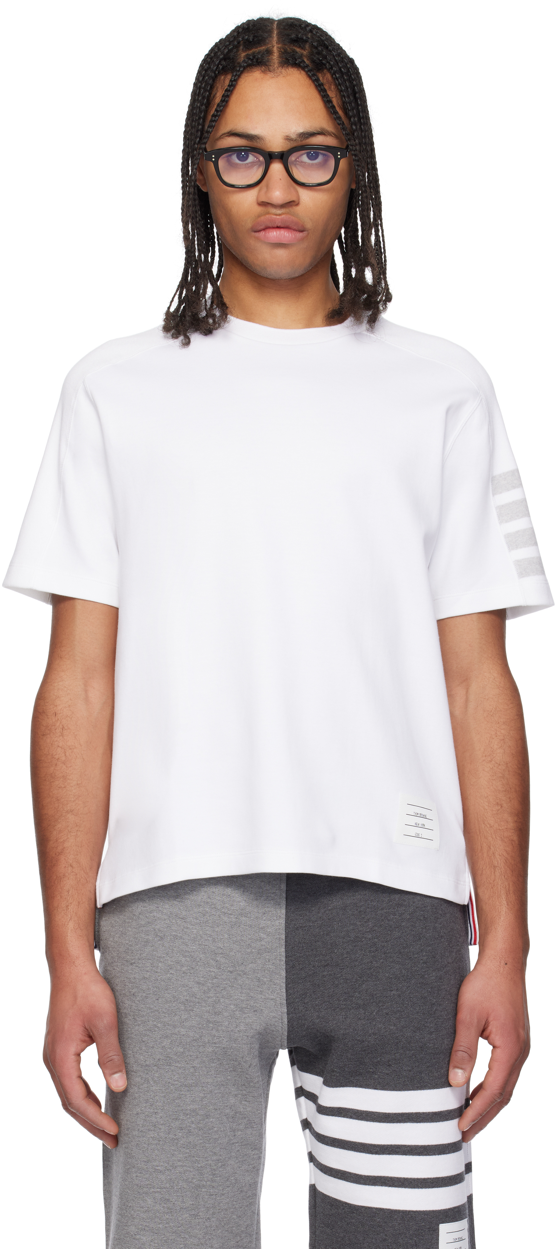 【関税込み】Thom Browne ホワイト Milano Cotton 4-Bar Tシャツ