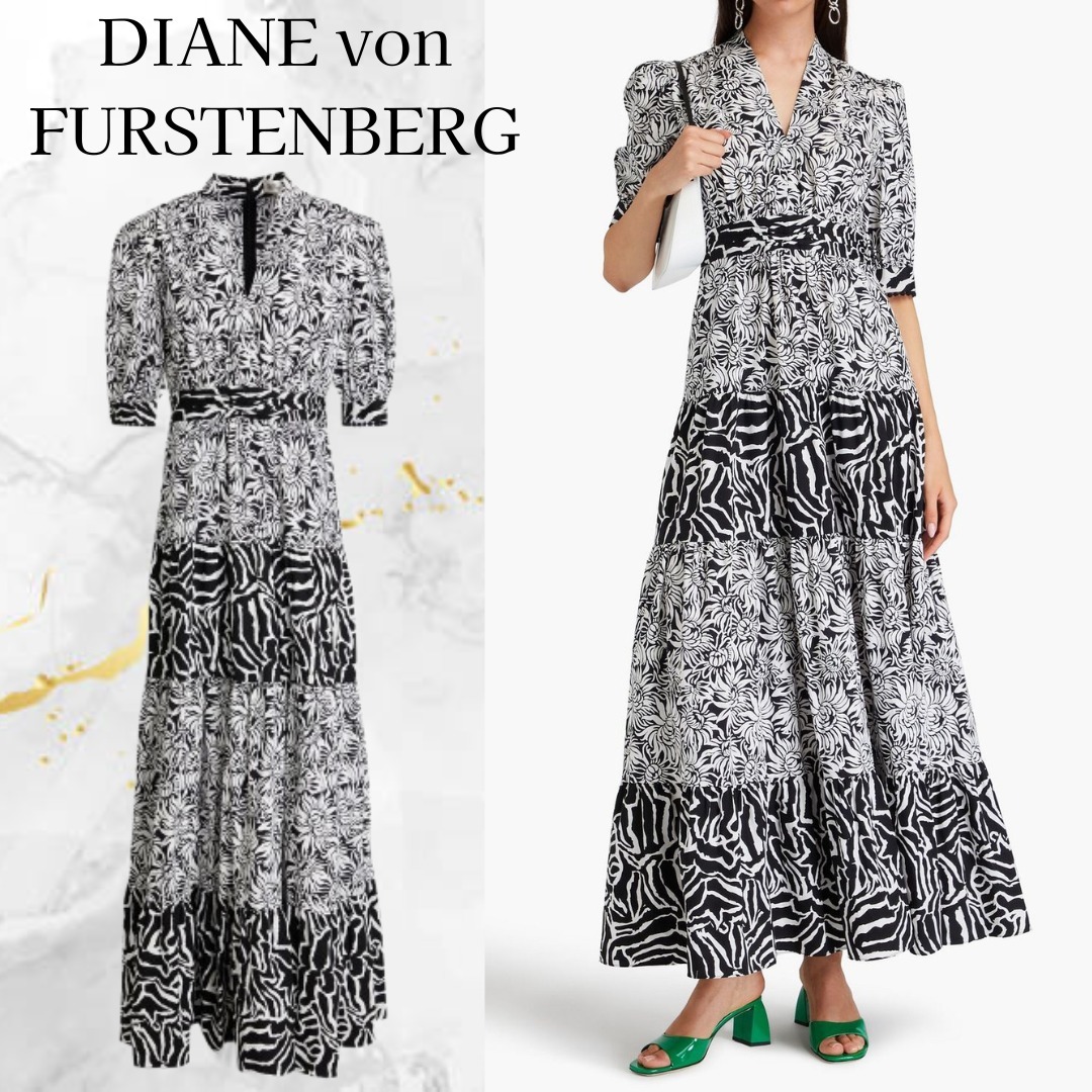 DIANE von FURSTENBERG☆マキシ ワンピース ティアード 花柄