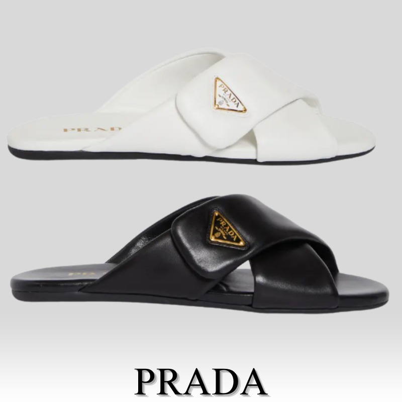 PRADA プラダ スライドサンダル トライアングルロゴ