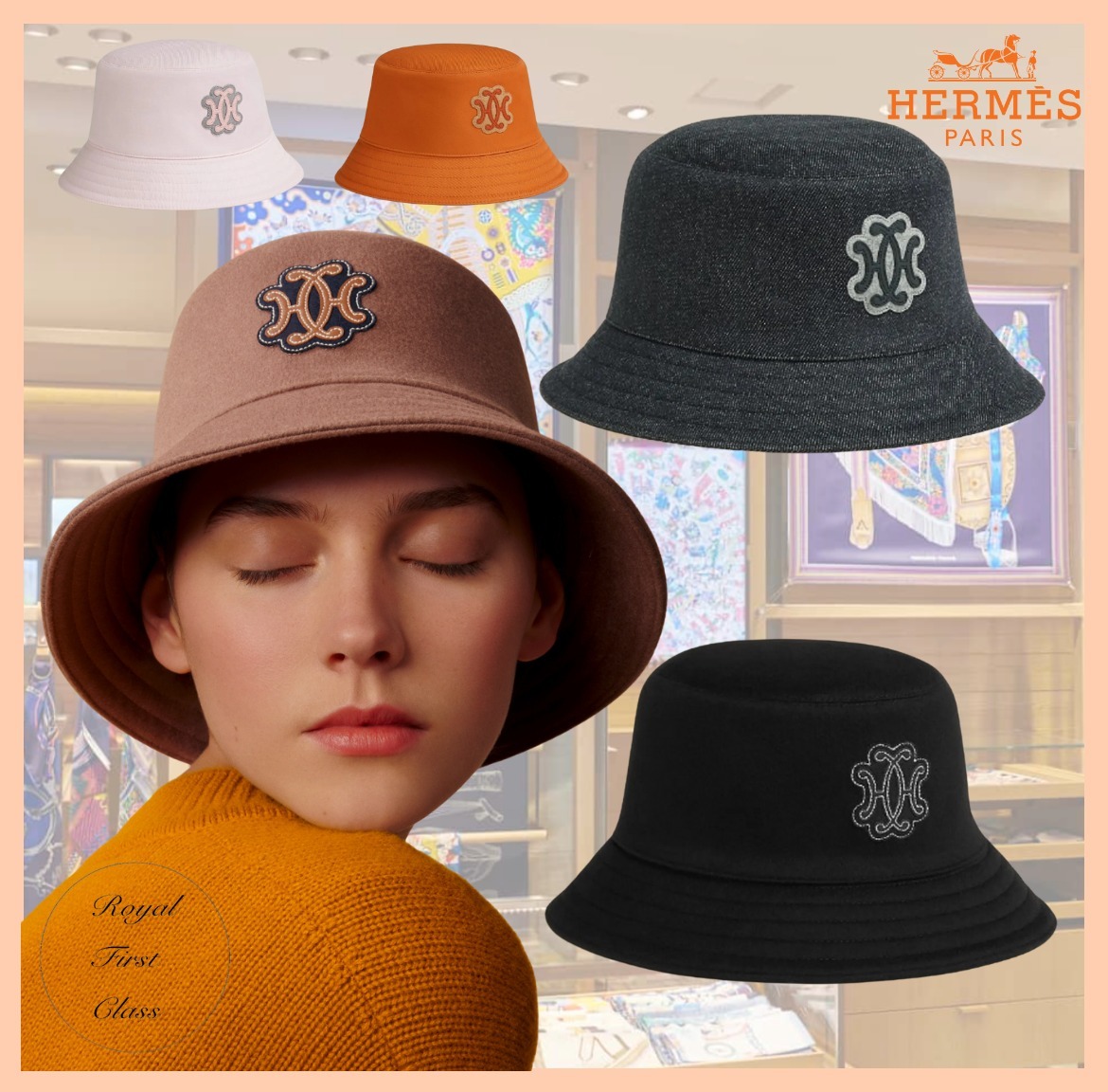 人気★HERMES エルメス ハット 《ハーパー》 エクスリブリス