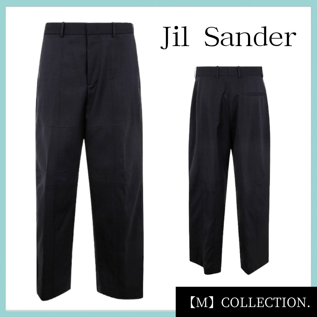 【残りわずか】JIL SANDER ワイドレッグパンツ 関税送料なし JIL SANDER ベルト付きワイドレッグウールパンツ (Jil Sander