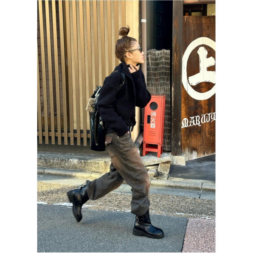 パンツ +DEINET+ VINTAGE WASHED DENIM IN BLACK KDPDL4ZC111