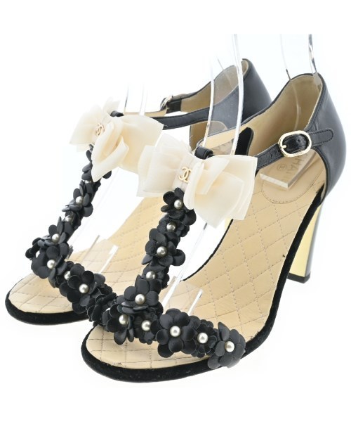 CHANEL シャネル サンダル 黒x白系 37(23.5cm位) 4100124N0078