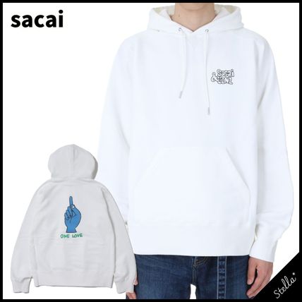 【sacai】 Print Hoodie プリントフーディ パーカー ホワイト sacai: White WTAPS Edition Flock Print Hoodie | SSENSE UK