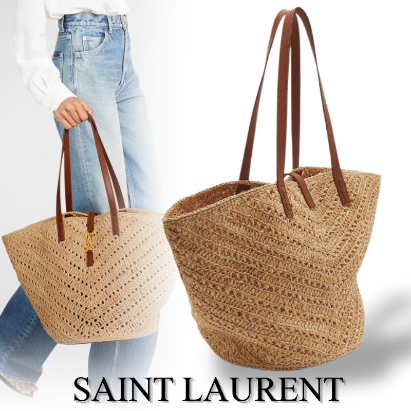 SAINT LAURENT Panier かごバッグ Medium ラフィアトートバッグ