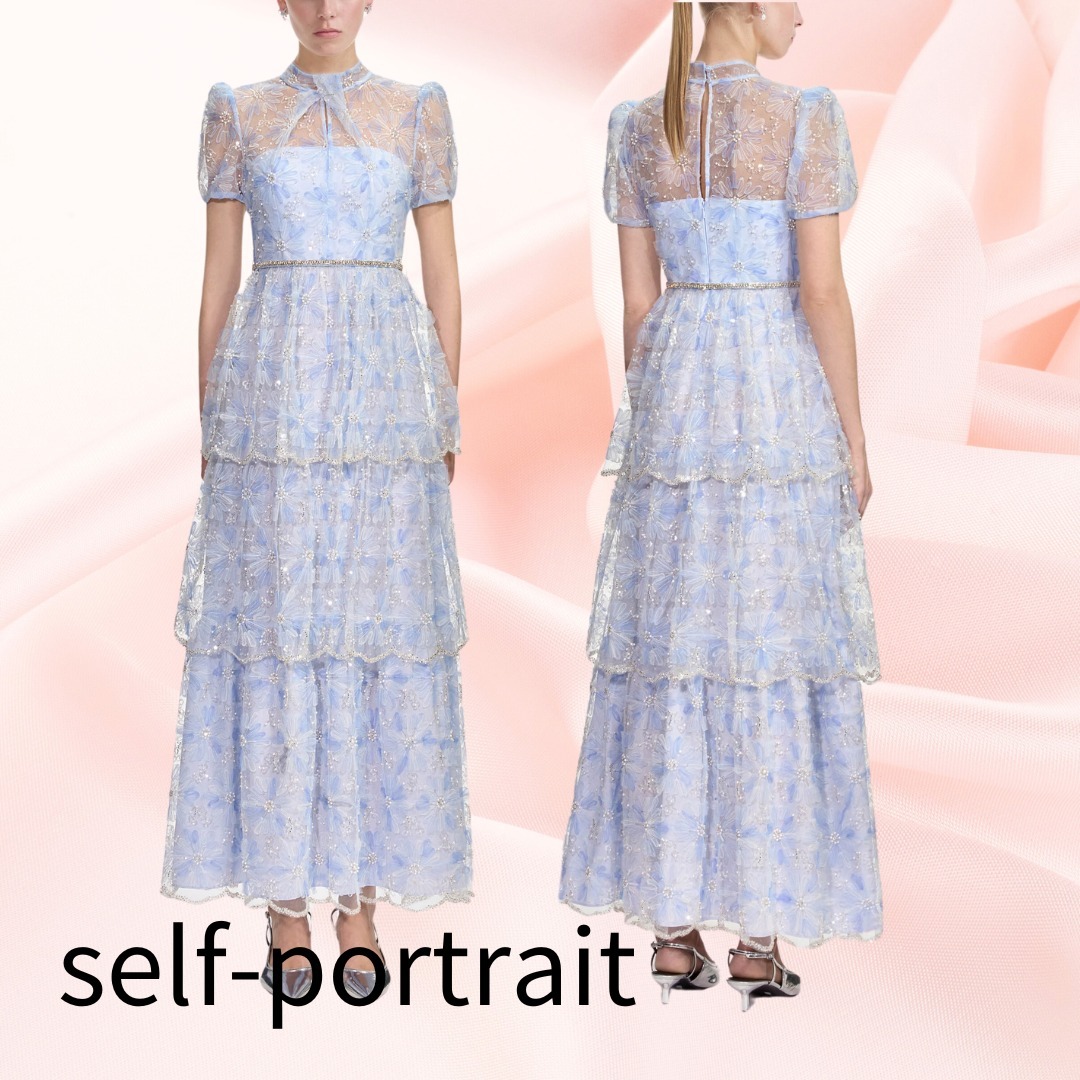 SELF-PORTRAIT】ビーズスパンコールレースマキシドレス/関税込