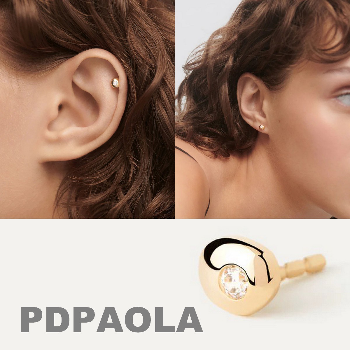 【New!】人気◆PDPAOLA ラインストーン付きエッグ型ピアス単品◆