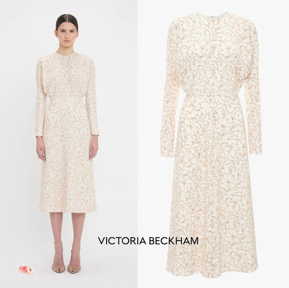国内発| VICTORIA BECKHAM 花柄 ドルマンスリーブ ミディドレス
