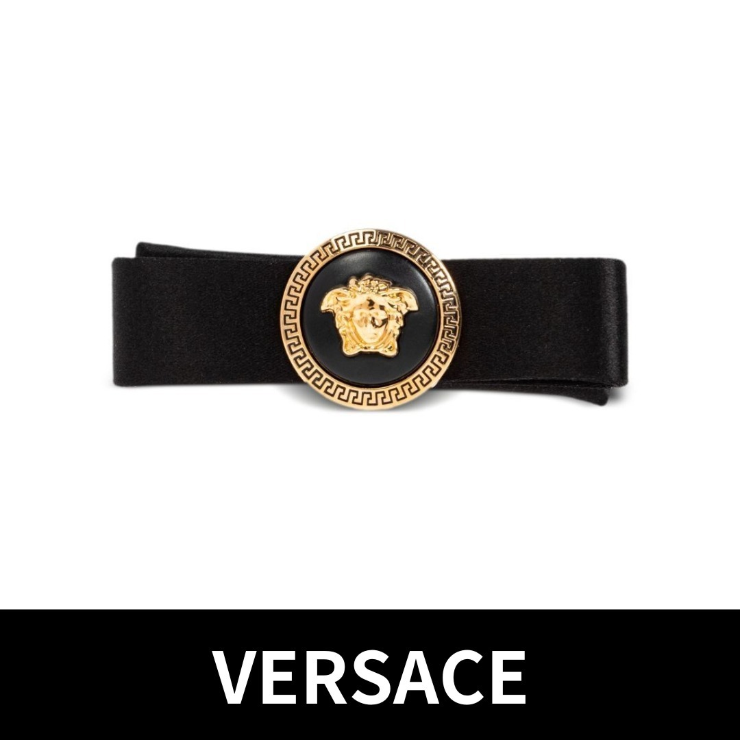 ★VERSACE★ GIANNI リボンクリップ ブラック★送関込み