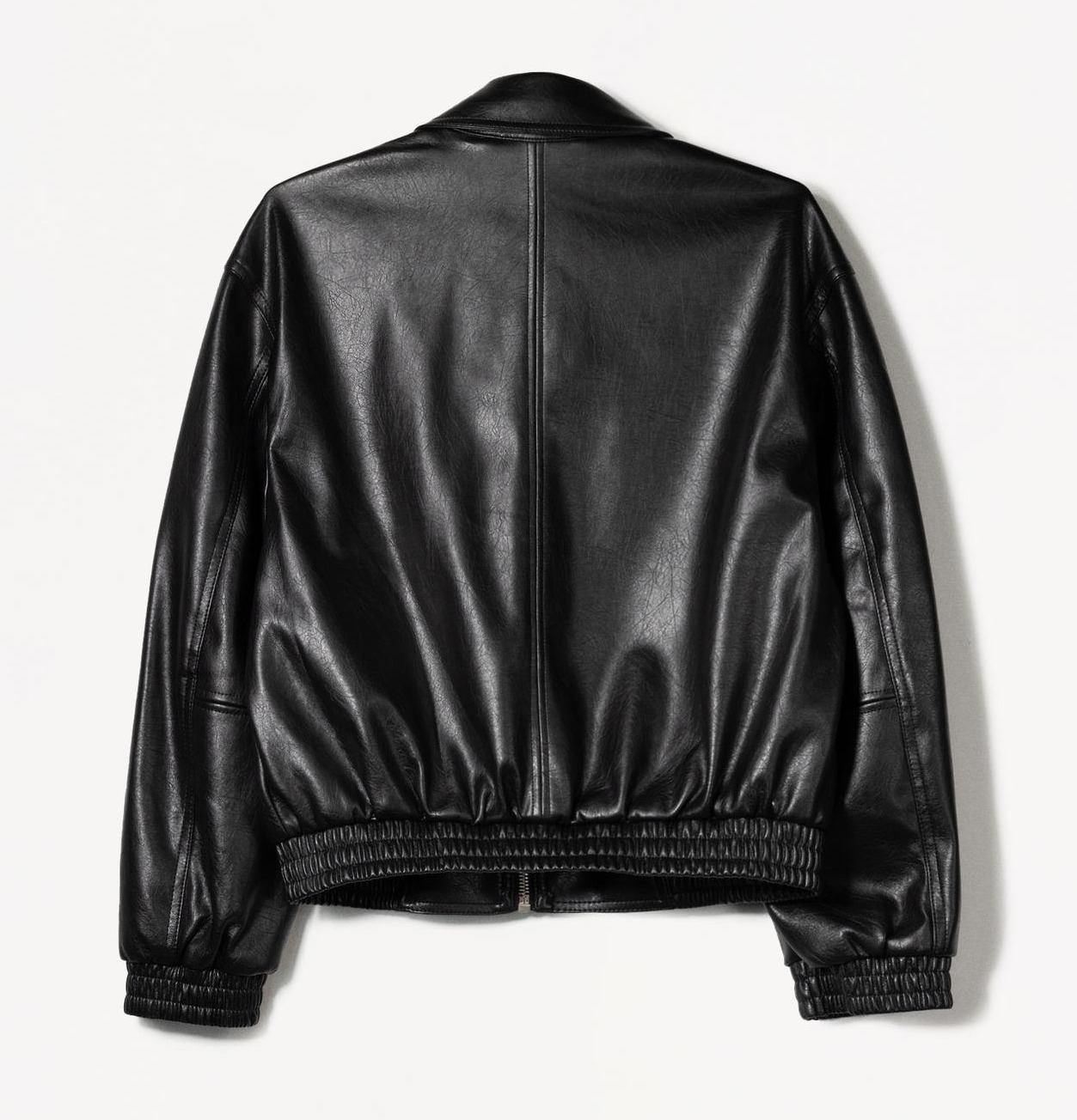BERSHKA】コントラストポリレザーファーエフェクトジャケット