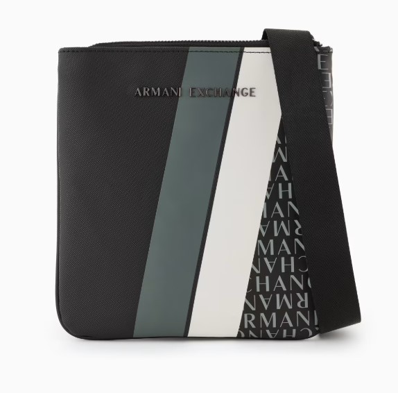 ショルダーバッグ A|X Armani Exchange MONOGRAM AND STRIPE FLAT SHOULDER BAG